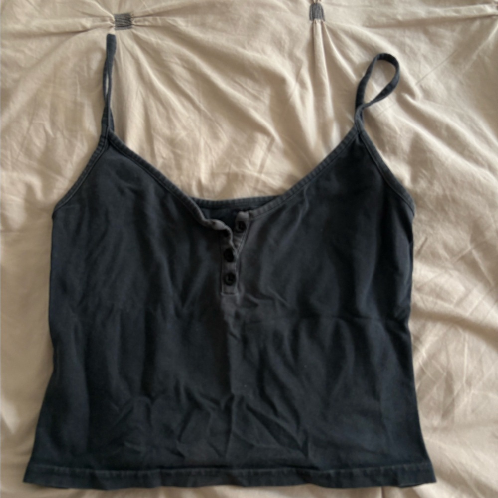 Black Buttoned Tank Top